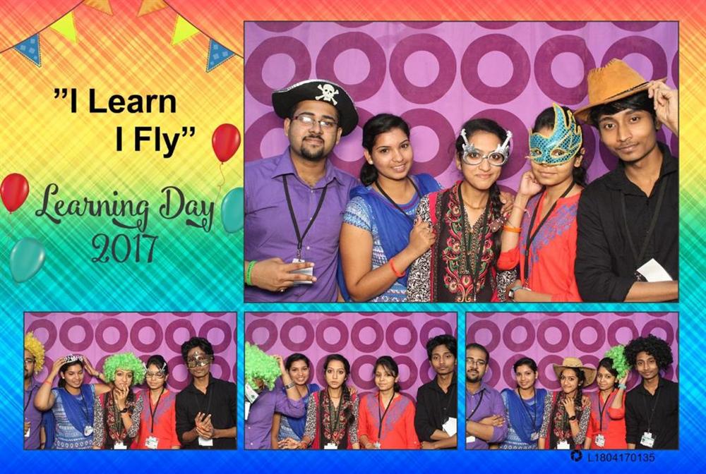 Full printed photo booth layout from a college Learning Day event