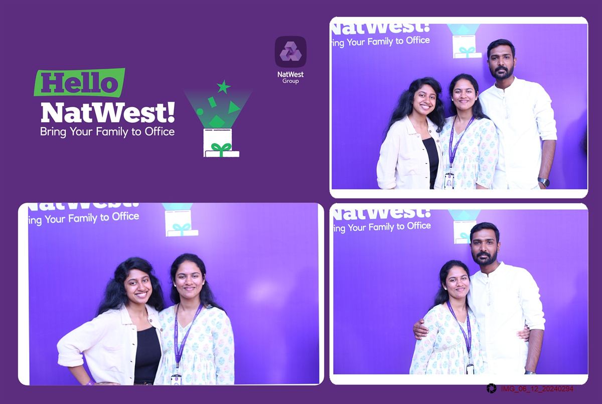 Full printed photo booth layout from a NatWest corporate event